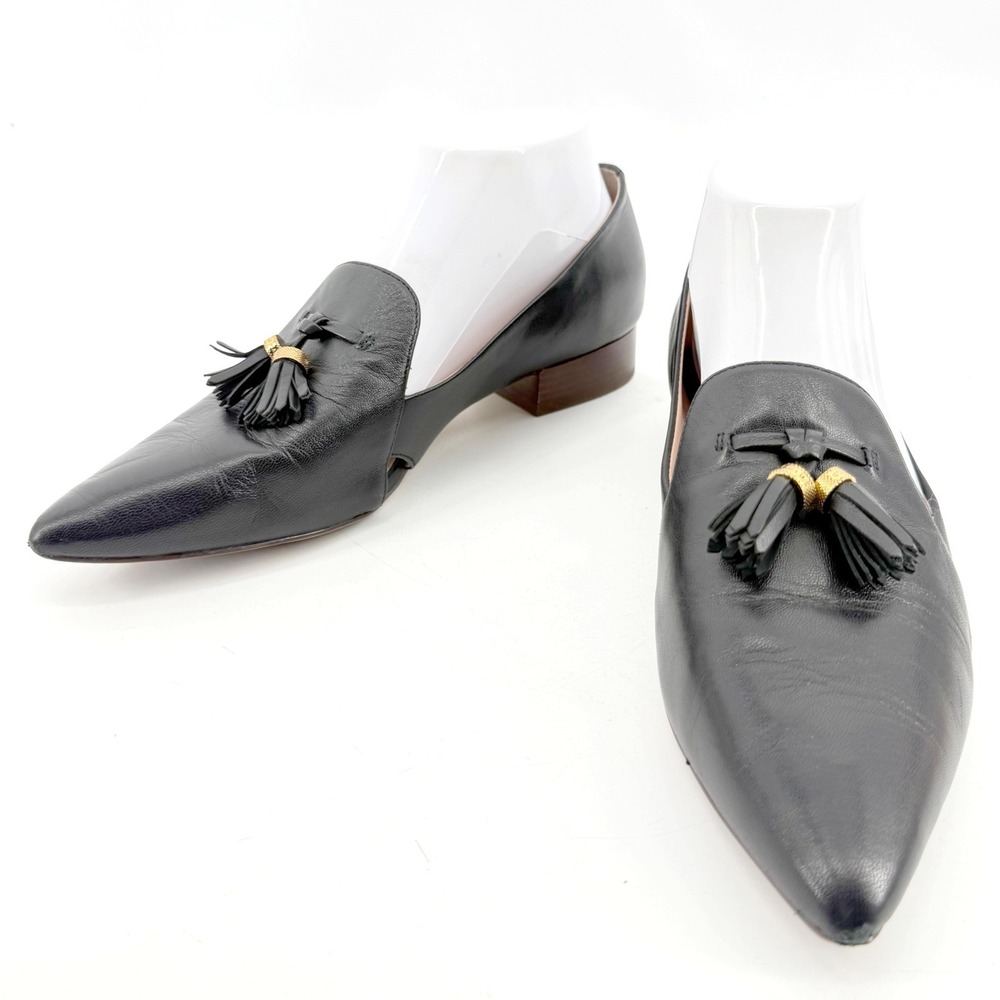 Cole Haan Grand 360 Tassel Loafers Women 8B Black Leather Pointd Toe Dress Shoes - Picture 2 of 9